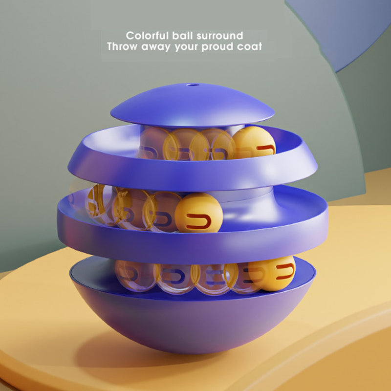 3-Layer Cat Toy Tower – Interactive Turntable with Rolling Balls | Cat Tumbler Training Toy for Kittens & Indoor Cats - 95noo5