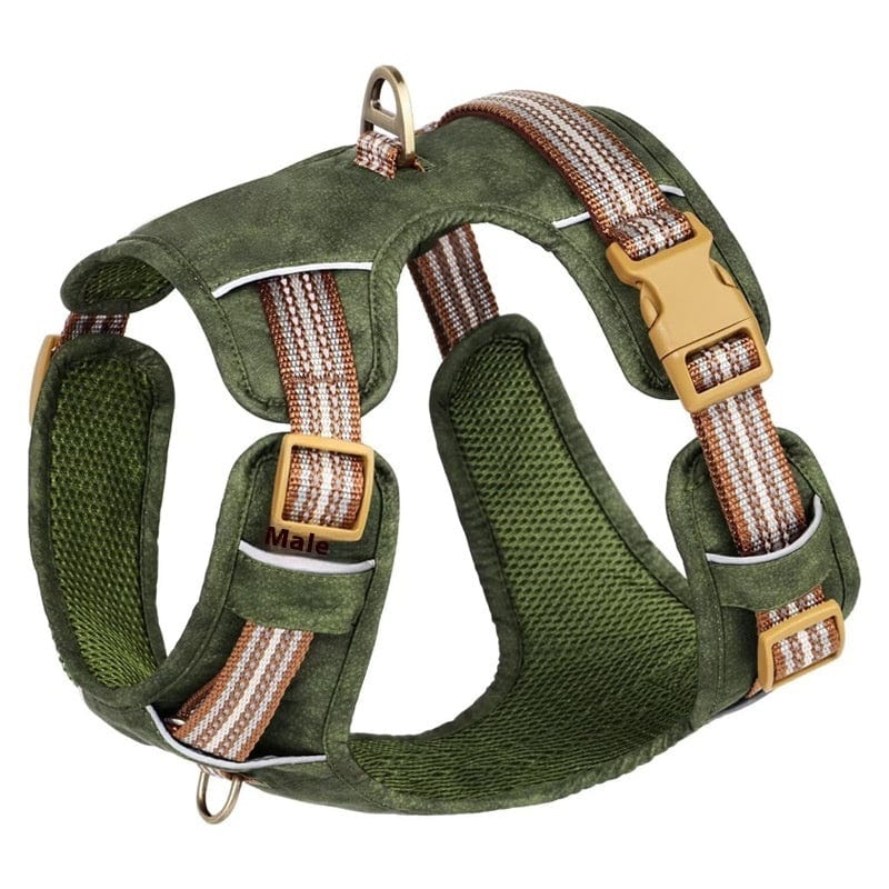Explosion-proof Reflective Retro Leather Pet Harness - 95noo5