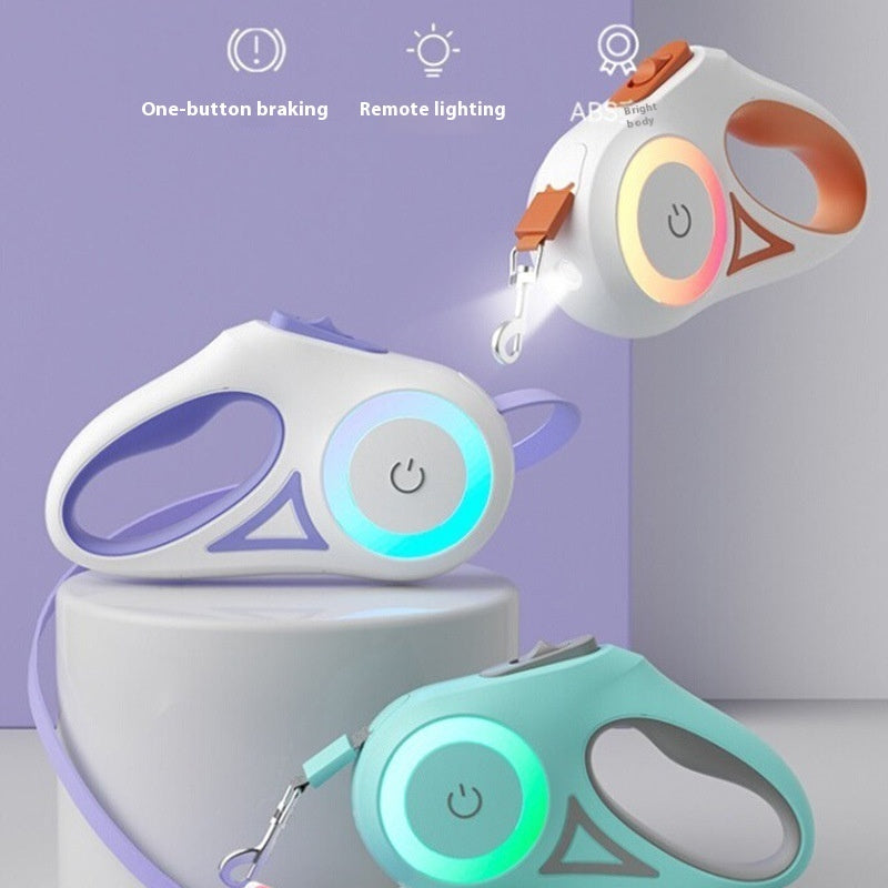 Dog Leash Retractable Leash And Dog Collar Spotlight Automatic Pet Dog Cat Traction Rope For Small Medium Dogs Pet Product - 95noo5