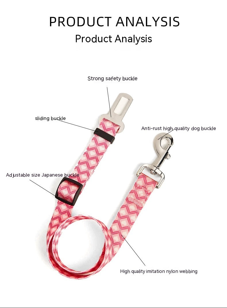New Printed Pet Car Seat Belt Dog Hand Holding Rope Nylon Car Pet Supplies - 95noo5
