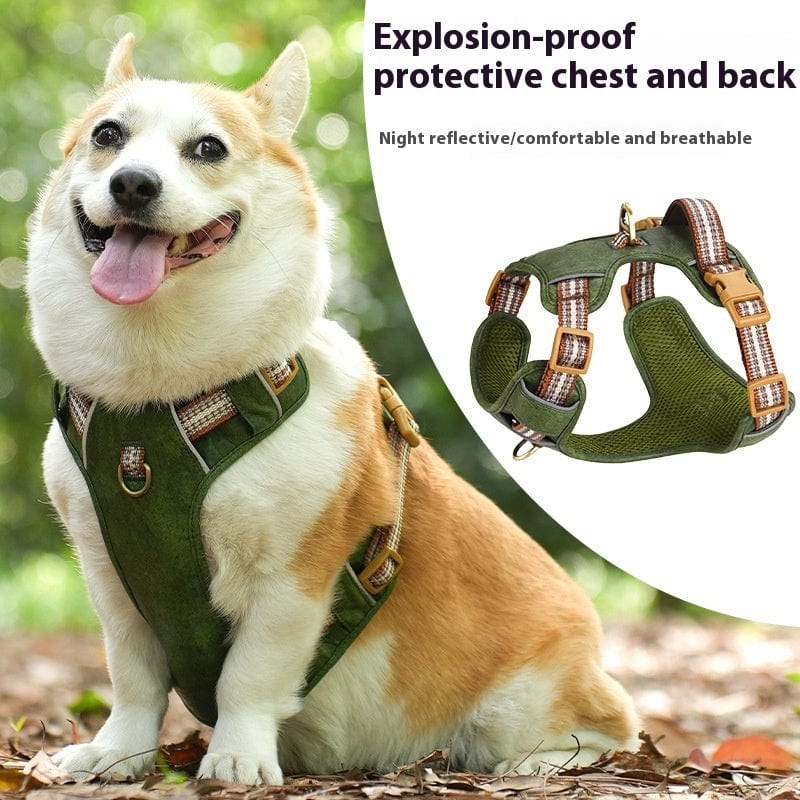 Explosion-proof Reflective Retro Leather Pet Harness - 95noo5