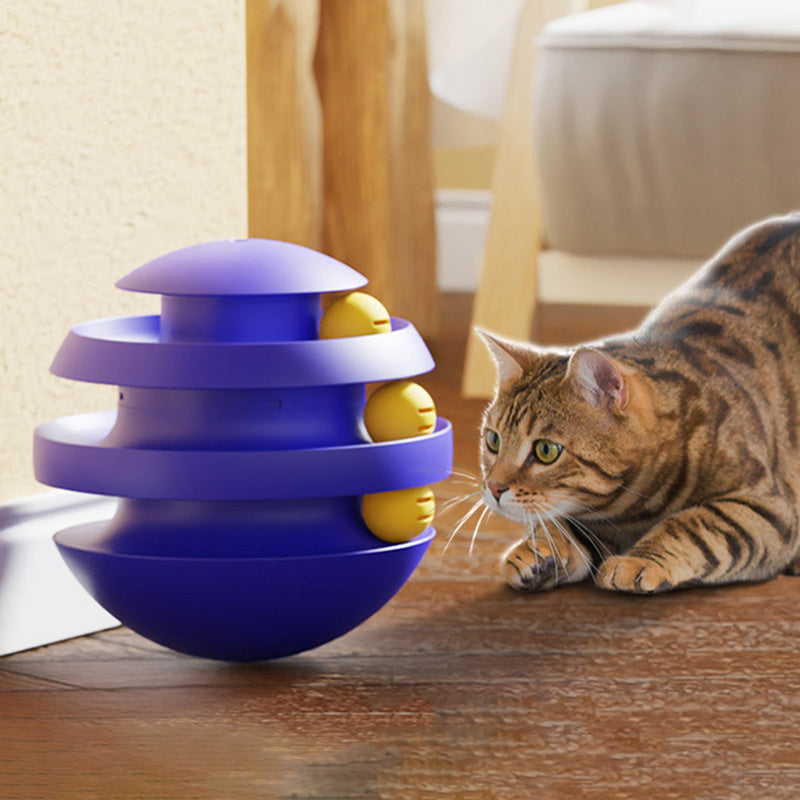 3-Layer Cat Toy Tower – Interactive Turntable with Rolling Balls | Cat Tumbler Training Toy for Kittens & Indoor Cats - 95noo5