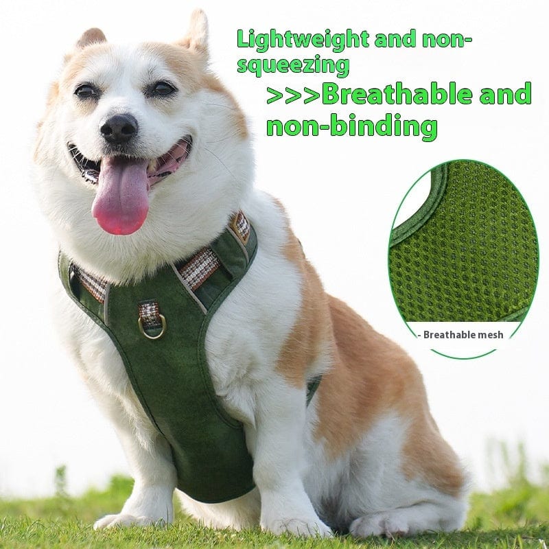 Explosion-proof Reflective Retro Leather Pet Harness - 95noo5