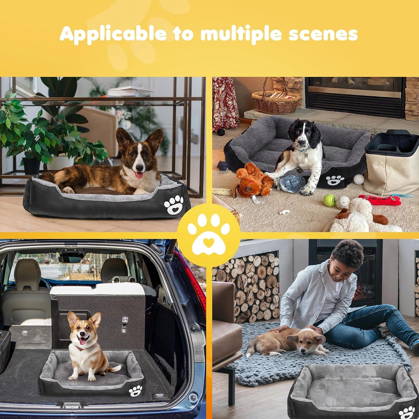 Pet Dog Bed Cat Beds Luxury Soft Washable Puppy Cushion Warm Pet Basket- 90 70CM - 95noo5