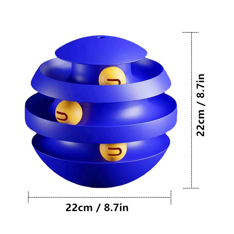 3-Layer Cat Toy Tower – Interactive Turntable with Rolling Balls | Cat Tumbler Training Toy for Kittens & Indoor Cats - 95noo5