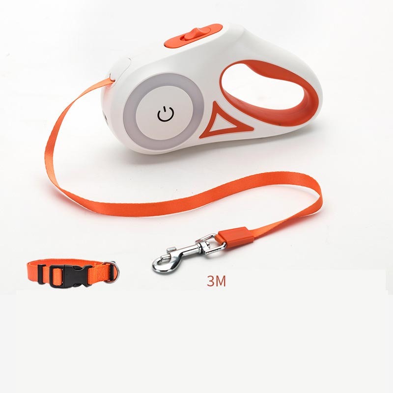 Dog Leash Retractable Leash And Dog Collar Spotlight Automatic Pet Dog Cat Traction Rope For Small Medium Dogs Pet Product - 95noo5