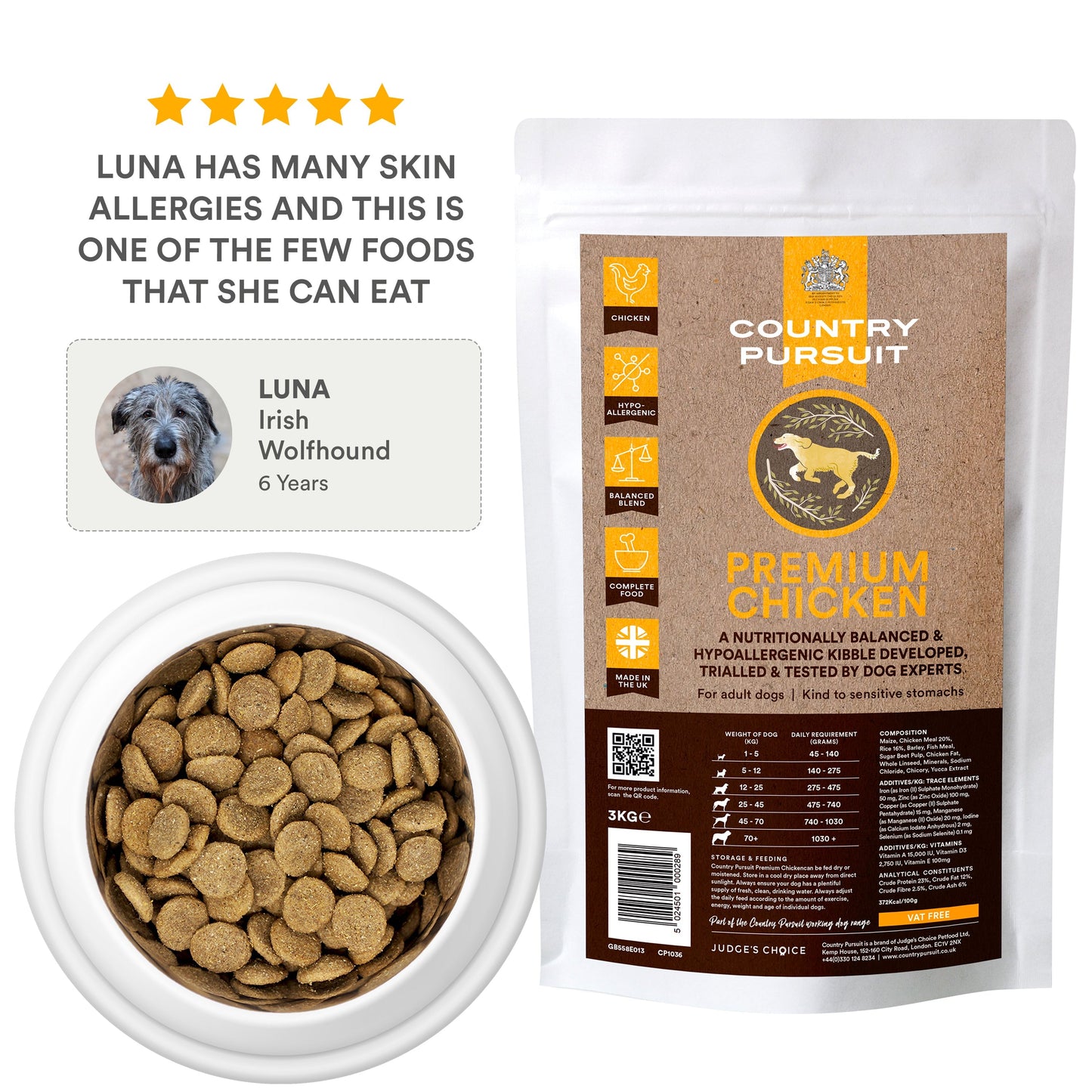 Premium Chicken & Rice Adult Dry Dog Food - 95noo5