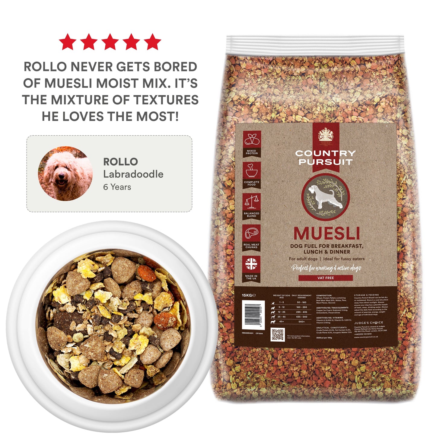 Muesli Moist Mix Adult Dry Dog Food - 95noo5