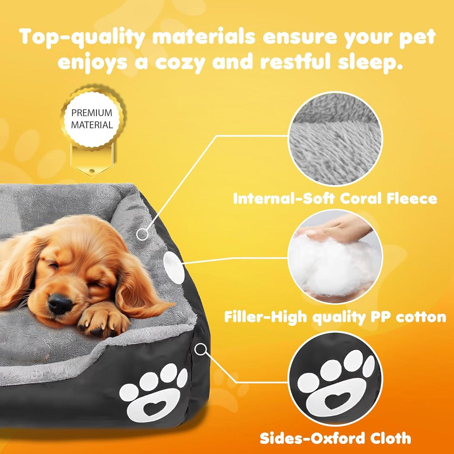 Pet Dog Bed Cat Beds Luxury Soft Washable Puppy Cushion Warm Pet Basket- 90 70CM - 95noo5
