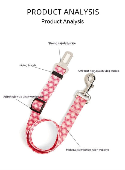 New Printed Pet Car Seat Belt Dog Hand Holding Rope Nylon Car Pet Supplies - 95noo5