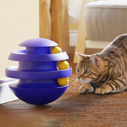3-Layer Cat Toy Tower – Interactive Turntable with Rolling Balls | Cat Tumbler Training Toy for Kittens & Indoor Cats - 95noo5