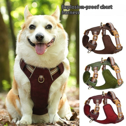 Explosion-proof Reflective Retro Leather Pet Harness - 95noo5