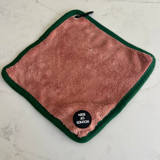 Mini Dog Towel + Clip, Dusty Pink & Green - 95noo5